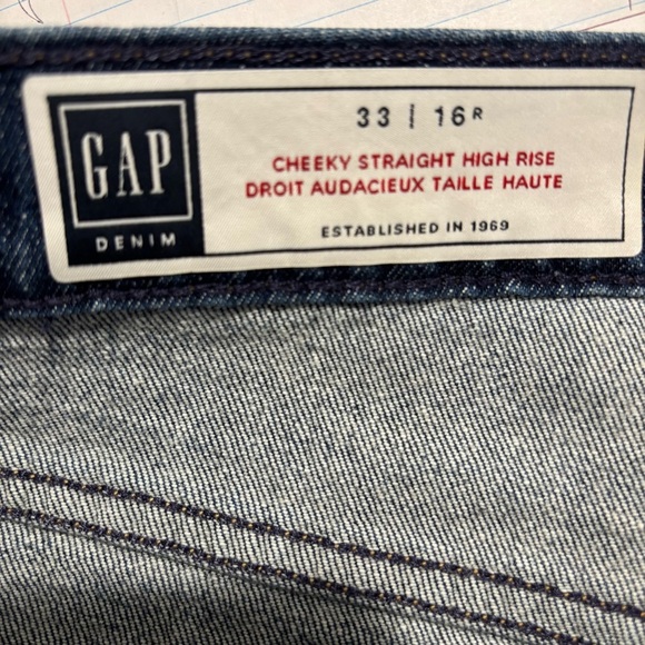 GAP Sz 33 or 16R Cheeky Straight High Rise Classic Blue Denim Jeans NEW W/ TAGS - Picture 8 of 12